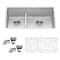 Ruvati 33 in. Low-Divide Undermount 40/60 Double Bowl 16 Gauge Rounded Corners SS Kitchen Sink RVH7418 - alternate 5